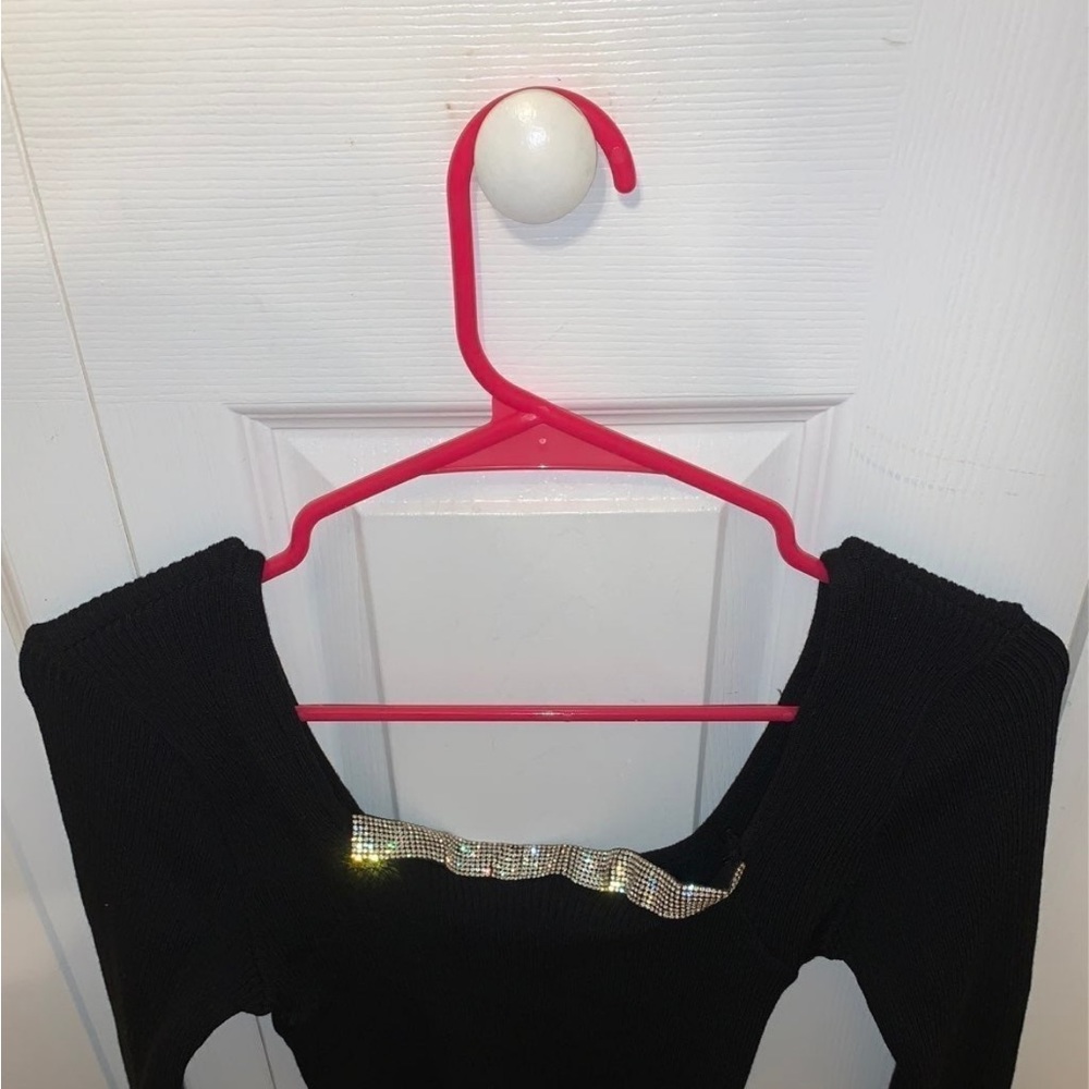 Brand new black long sleeve top with bling